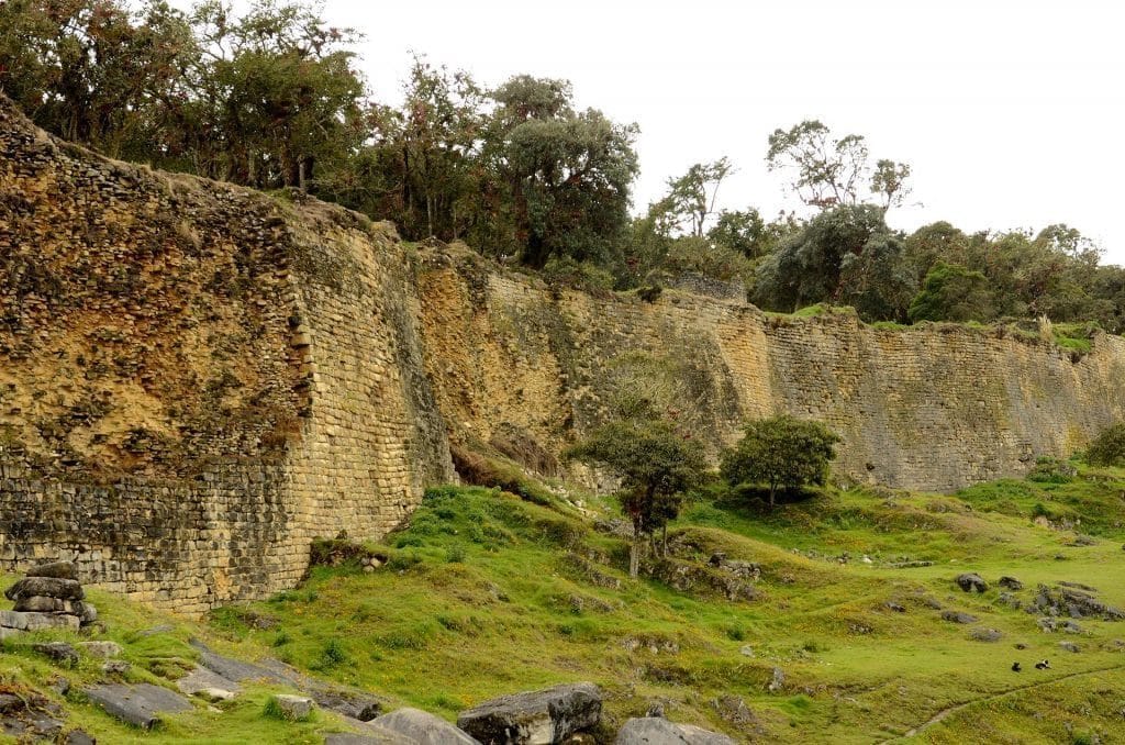 Outside wall of the fortress of Kuelap